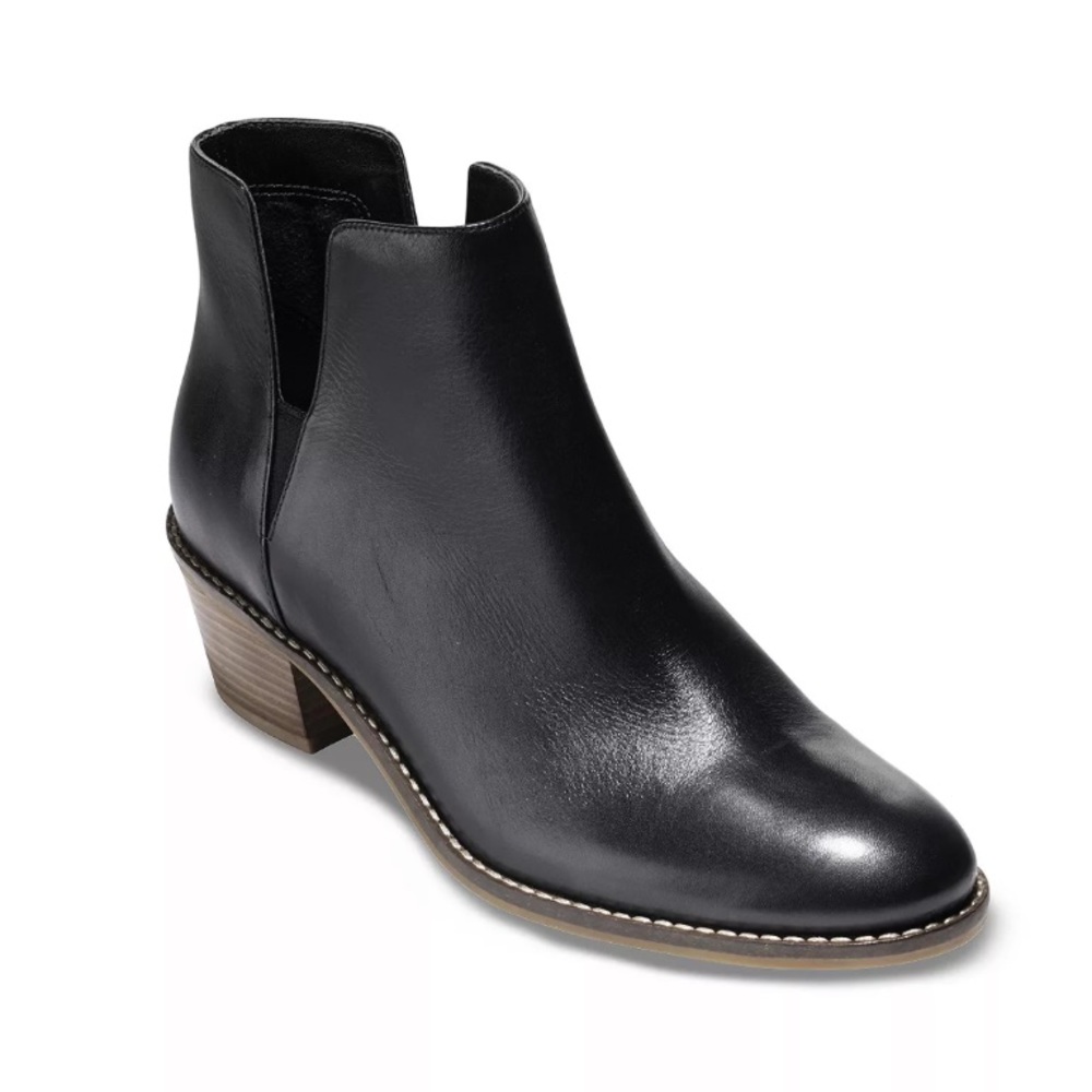 Cole Haan Womens Leather Abbot Cut-Out Ankle Boots Size 9 Black